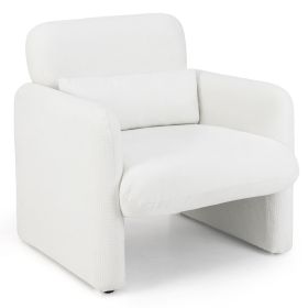 Modern Upholstered Chenille Accent Chair with Removable Lumbar Pillow