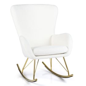 Nursery Rocking Chair with Curved Backrest and Armrests