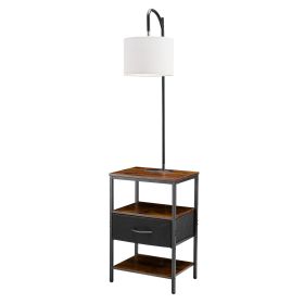 Floor Lamp with Table, 3-Tier End Table with Drawer and 3 Color Temperature Lighting