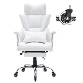 Reclining Office Chair with Footrest, Heavy Duty PU Leather Wide Office Chair, Big and Tall Executive Office Chairs with Lumbar Support