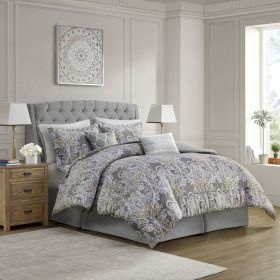 6 Piece Cotton Comforter Set Grey Full