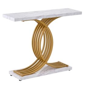 Narrow Console Sofa Table, 39.4 inches Behind Couch Table, 1-Tier Long Entryway Table and Skinny Hallway Table, Narrow Sofa Table with Metal Fram