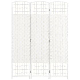 3 Panel Folding Room Divider Portable Privacy Screen Wave Fiber Room Partition for Home Office White