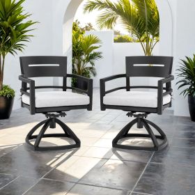 Outdoor Patio Aluminum Swivel Rocker 2PCS with Outdoor-grade Sunbrella Fabric Cushions, Ember Black