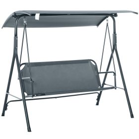 3-Person Porch Swing with Stand, Outdoor Swing for Patio Porch with Adjustable Tilt Canopy and Comfortable Swing Bench-Style Seat, Steel Frame, G