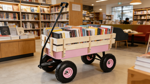 Outdoor Wagon All Terrain Pulling w/Wood Railing Air Tires Garden Cart