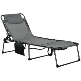 ,Outsunny Folding Chaise Lounge with 5-level Reclining Back, Outdoor Tanning Chair with Reading Face Hole