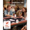Foldable Poker Table, 8 Player 72 in Folding Casino Leisure Table with Padded Rails and Cup Holders, Oval Portable Game Tables with Felt & Metal Legs