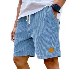 Vintage Embroidered Corduroy Fashion Lace-up Casual Shorts (Option: S-Sky Blue)