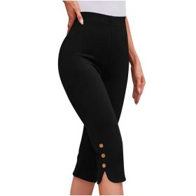 Plus-size Womens Clothing Loose, Casual Mid-length Layered Pants (Option: Black-S)