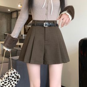 Women's Wool High Waisted Pants (Option: Brown-XS)