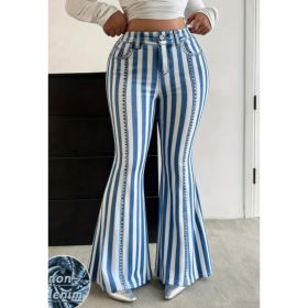 Printed Casual High-Waisted Flare Jeans (Option: 1style-M)
