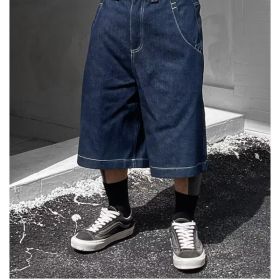 Mens Loose-Fit Summer Denim Shorts In The American West Coast Style (Option: Blue-S)