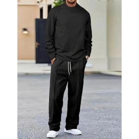 Mens Basic Minimalist Solid-Color Suit (Option: Black-S)