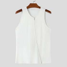 Men's Ribbed Full-Zip Pure Vest (Option: White-S)