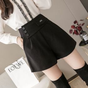 Women's Casual Thickened Wool Shorts (Option: Black-S)