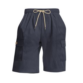 Mens Corduroy Multi-Pocket Shorts For Sports (Option: S-Navy Blue)