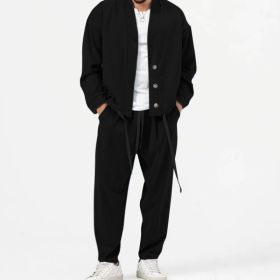 Fashion Men's Korean Style Small Business Suit Coat (Option: Black-M)