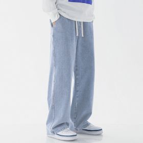 Mens Fashion Casual Loose Straight Jeans (Option: Light Blue-S)