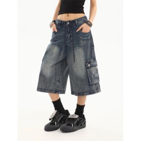 Womens Relaxed-fit Straight-leg Pants With Multiple Pockets In An American Style (Option: Blue-S)