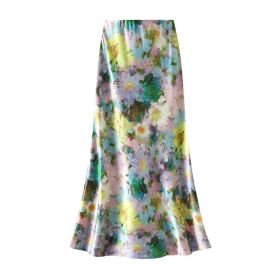 Fashionable Chic Figure-flattering Mid-length High-waist Skirt (Option: New Flower Yellow-M)