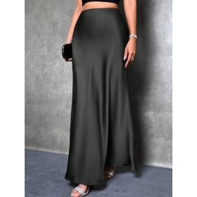 Satin Skirt For Spring And Summer (Option: Black-XS)