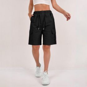 Personalized Quick-drying Workwear Cropped Pants Casual Shorts (Option: Black-S)