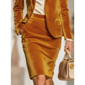 Solid Color Elegant Velvet Slim-fit Bodycon Skirt (Option: 1style-M)