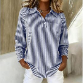 Polyester Women's Shirt (Option: Dark Blue-S)