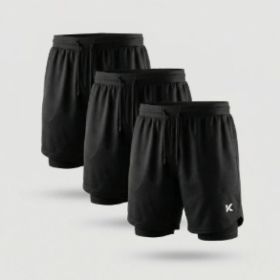 Men Athletic Heat Trapping Sauna Shorts 3-pack Black (Option: S)