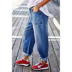 Non-leather Loose Curved Knife Pants (Option: H022S)