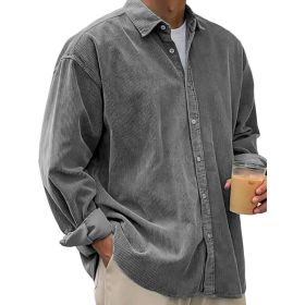 Casual Loose Men's Autumn And Winter Thick Shirt Jacket (Option: Gray-S)