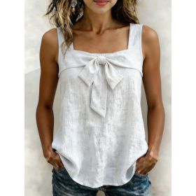 Square-Neck Tank Top Summer Women's Casual Sleeveless Shirts (Option: White-S)