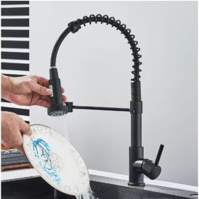 Rozin Matte Black Kitchen Faucet Deck Mounted Mixer Tap 360 Degree Rotation Stream Sprayer Nozzle Kitchen Sink Hot Cold Taps (Option: BlacK)