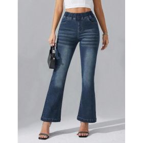 Women Elastic High Waist Flare Denim Jeans Stretch Slim Fit Pants For Daily Commute Shopping Casual Street Wear (Option: Blue-S)
