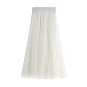 New Autumn And Winter High Waist Mid-length Tulle Skirt Pleated Skirt (Option: White-Free Size)