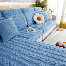 1 PC Thickened Wheat Ear Double-sided Comfortable Cotton Velvet, Anti Fouling, Wear-resistant, Anti Slip Sofa Pad, Winter Sofa Cushion Cover (Color: Blue, size: L-shaped sofa)