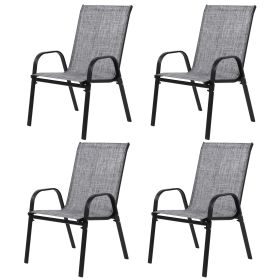 4 Piece Patio Chairs, Outdoor Camping Chairs with Breathable Textilene Fabric (Color: as Pic)