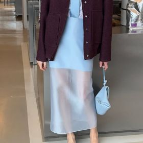 Designer-style Sheer High-waist Skirt For Women (Option: Blue-S)