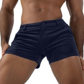 Mens Casual Mid-length Shorts Beach Shorts (Option: Navy Blue-S)