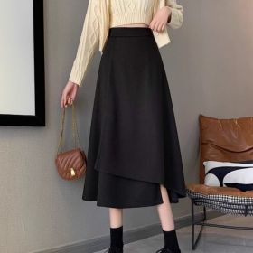 Women's High Waisted Figure Flattering Asymmetrical Skirt (Option: Black-XS)