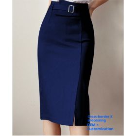 Skirt Fashionable And Elegant Highwaisted Tummyconcealing (Option: Sapphire Blue-S)
