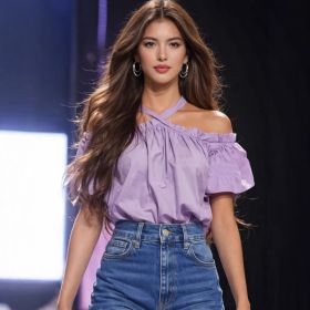 Summer Chic Loose-fitting Sweet-and-spicy Top (Option: Purple-XS)